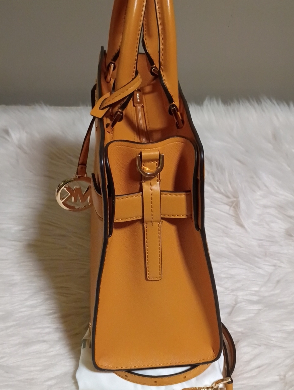 Michael Kors saffiano Leather satchel in marigold - Picture 8 of 16